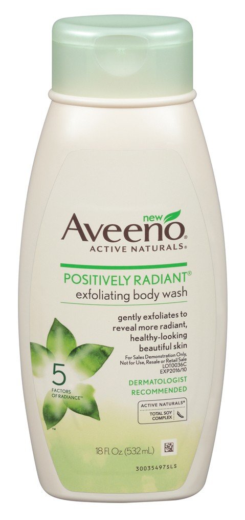 Aveeno Positively Radiant Body Wash Exfoliating 18 Ounce (532ml) (6 Pack)