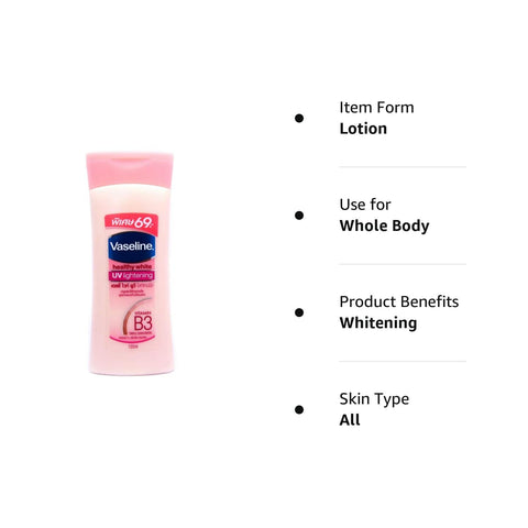 Vaseline Healthy White, Skin Lightening Lotion with Active Whitening System, Lighter Skin in 2 Weeks 100ml