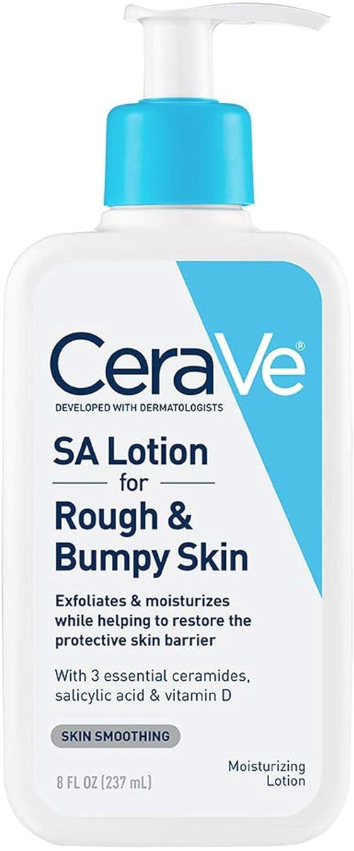 CeraVe SA Lotion for Rough & Bumpy Skin | Vitamin D, Hyaluronic Acid, Lactic Acid & Salicylic Acid Lotion | Fragrance Free & Allergy Tested | 8 Ounce