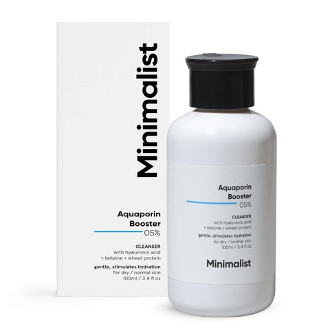 Minimalist 5% Aquaporin Booster Face Cleanser for Dehydrated Skin | Gently Cleanses & Hyaluronic Acid Stimulates Hydration | For Women & Men | 3.4 Fl Oz / 100 ml
