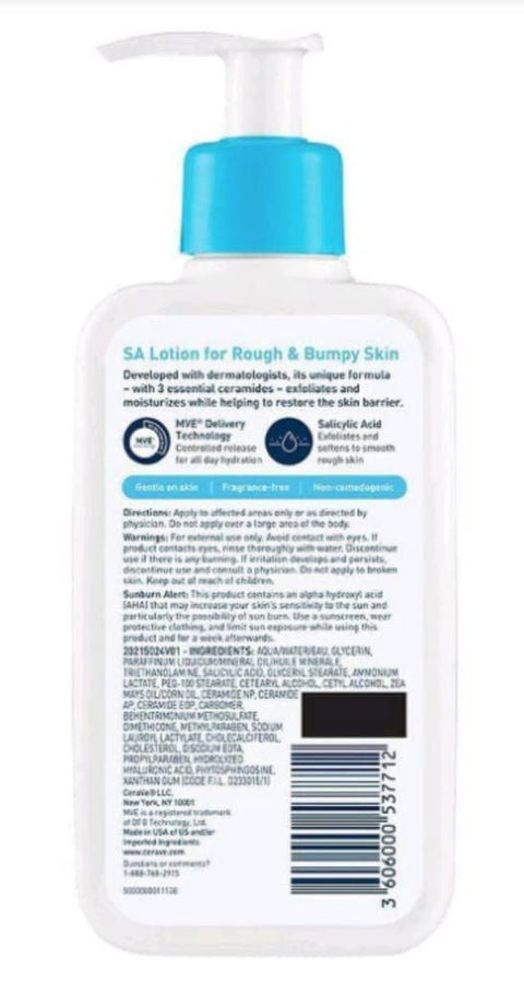 CeraVe SA Skin Care for Rough and Bumpy Skin Bundle - SA Body Wash (10 fl oz) and SA Moisturizing Lotion (8 fl oz) - Skin Smoothing Formula with Salicylic Acid
