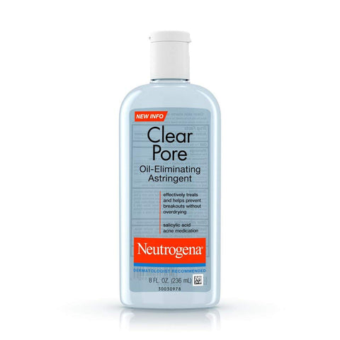 Neutrogena Clear Pore Oil-Eliminating Astringent with Salicylic Acid, Pore Clearing Treatment for Acne-Prone Skin, 8 fl. oz (Pack of 2)