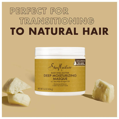 Shea Moisture Deep Treatment Hair Mask to Promote Healthy Hair Growth, Raw Shea Butter with Sea Kelp & Argan Oil, Curly Hair Products, Family Size, 16 Oz