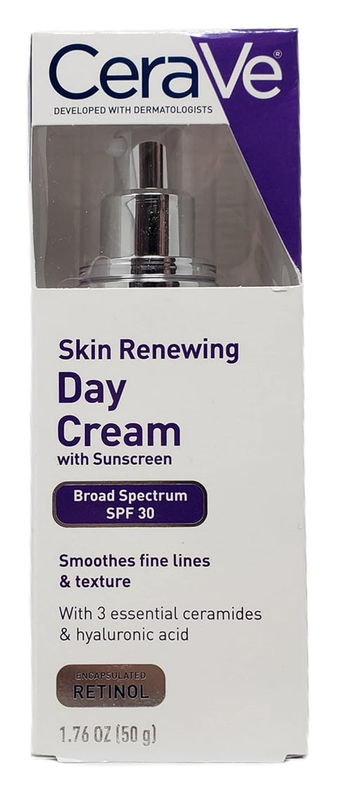 CeraVe Skin Renewing Day and Night Bundle - Contains CeraVe Day Cream Retinol with SPF 30 (1.76 oz) and CeraVe Night Cream with MVE Delivery Technology (1.7 oz)