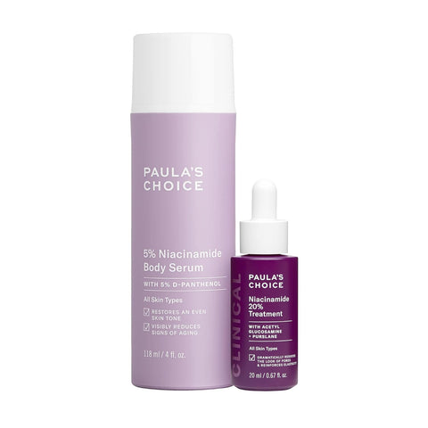 Paula's Choice 5% Niacinamide Body Serum + CLINICAL 20% Niacinamide Treatment, Face & Body Kit for Discoloration, Redness & Bumpy Skin, All Skin Types Including Acne-Prone, Set of 2