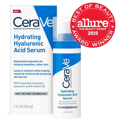 CeraVe Hyaluronic Acid Face Serum | 1 Oz Each | Hydrating Serum for Face With Vitamin B5 | for Normal To Dry Skin | Paraben & Fragrance Free, 2 Pack