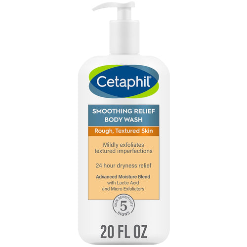 Cetaphil Body Wash, NEW Smoothing Relief Exfoliating Body Wash, Mildy Exfoliates to Smooth Rough, Textured Skin, 24 Hour Dryness Relief, For Sensitive Skin, 20 oz
