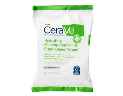 CeraVe Hydrating Makeup Removing Plant-Based Wipes 25 Count - Buy Packs and SAVE (Pack of 2)