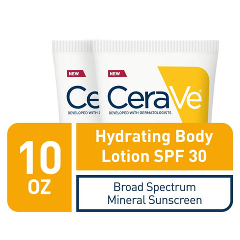 CeraVe 100% Mineral Sunscreen Spf 30 | Body Sunscreen With Zinc oxide & Titanium Dioxide for Sensitive Skin | 5 Oz, Pack Of 2