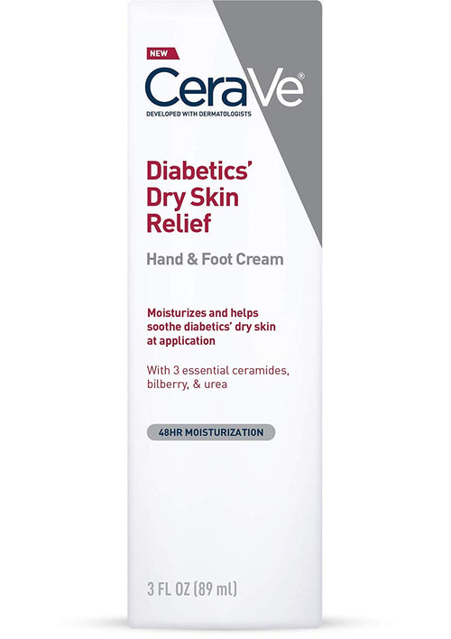 CeraVe Hand Cream & Foot Cream for Diabetics’ Dry Skin | Diabetes Care Foot & Hand Cream for Dry Hands & Feet | Fragrance Free & Paraben Free | 3 Ounce
