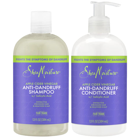 SheaMoisture Anti Dandruff Shampoo and Conditioner Set with Salicylic Acid, System for Stronger Hair & Healthier Scalp, Apple Cider Vinegar Shampoo and Conditioner, 12 Oz Ea