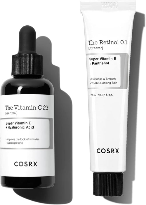 COSRX Advanced Skin Cycling Routine- Pure Vitamin 23% Serum + Retinol 0.1% Cream- Brightening Serum for Dark Spots & Anti-aging Cream to Reduce Fine Lines, Korean Skincare