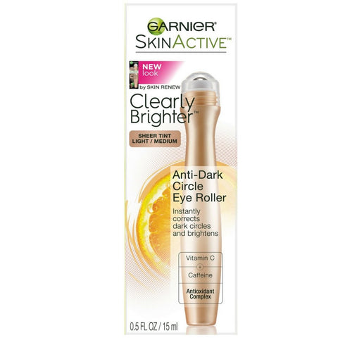 Garnier SkinActive Clearly Brighter Sheer Tinted Eye Roller, Light/Medium 0.5 oz (Pack of 6)