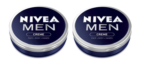 2x Nivea MEN CREME Cream FACE HAND BODY Moisturiser Dry Skin 75ml TIN by Nivea