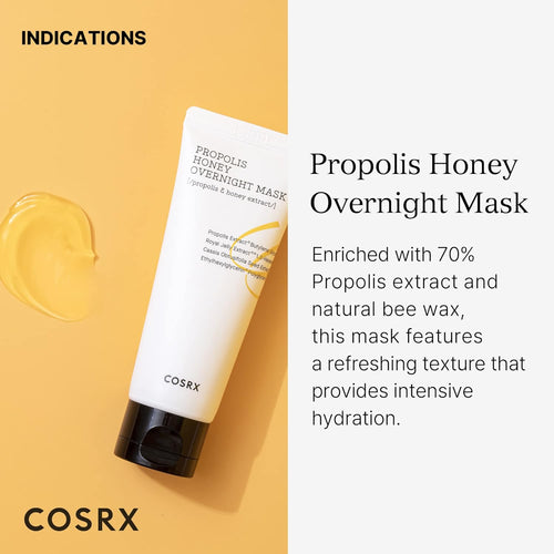 COSRX Full Fit Propolis Honey Overnight Mask | 2.03 fl.oz / 60ml | Propolis Extract 87% | Korean Skin Care, Cruelty Free, Paraben Free