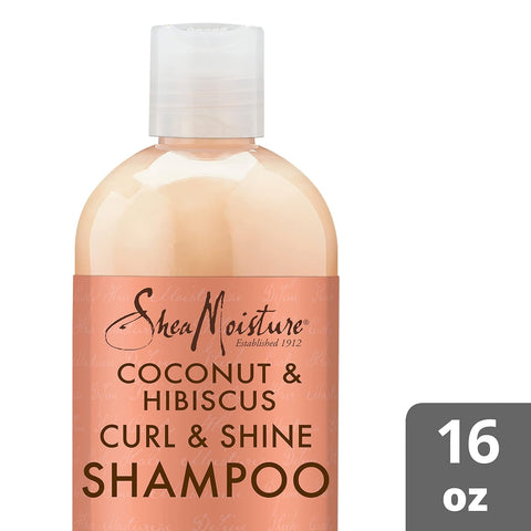 Shea Moisture Curly Hair Products, Coconut & Hibiscus Curl & Shine Shampoo, Shea Butter, Coconut Oil, Vitamin E, Sulfate Free Shampoo, Anti Frizz, Family Size, 16 Fl Oz