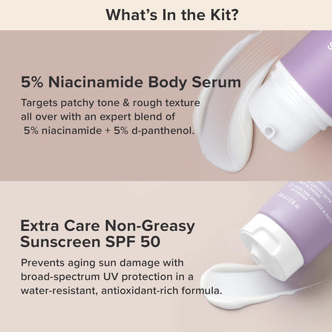 Paula's Choice 5% Niacinamide Body Serum Treatment + Extra Care Non Greasy Oil-Free Water-Resistant Body Sunscreen SPF 50, All Skin Types Including Acne-Prone, Fragrance-Free & Paraben-Free, Set of 2