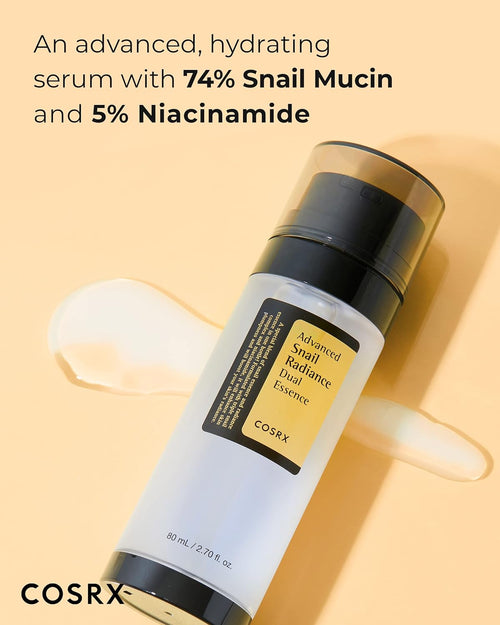 COSRX Snail Essence Duo - Snail Mucin 96% Essence+ Snail Dual Essence (Niacinamide), Hydrate and Improve Dark Spots & Antia ging Benefits, Korean Skincare Routine, Skin Cycling
