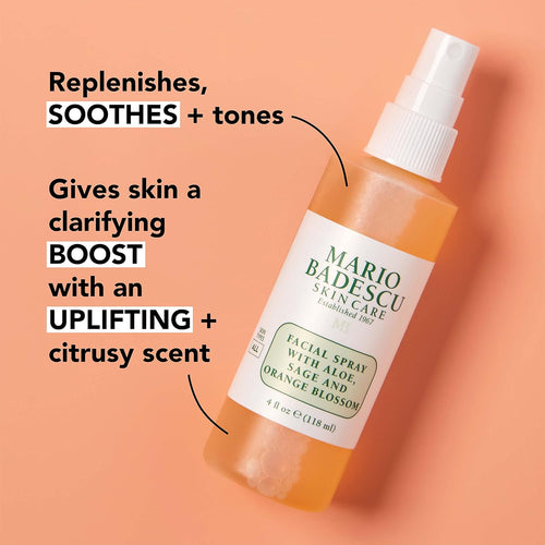 Mario Badescu Facial Spray with Aloe, Sage and Orange Blossom for All Skin Types | Face Mist that Hydrates & Uplifts