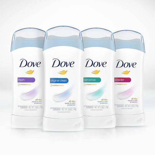 Dove Invisible Solid Antiperspirant Deodorant Stick for Women, Original Clean, For All Day Underarm Sweat & Odor Protection 2.6 oz, 2 Count