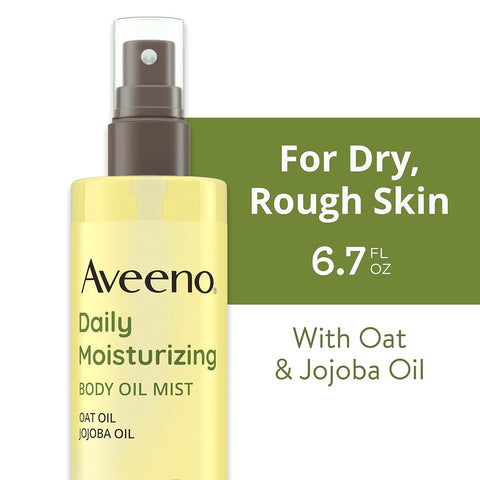 Aveeno Daily Moisturizing Dry Body Oil Mist with Oat and Jojoba Oil for Dry, Rough Sensitive Skin, Nourishing & Hypoallergenic Body Spray, Paraben-, Silicone- & Phthalate-Free, 6.7 fl. oz