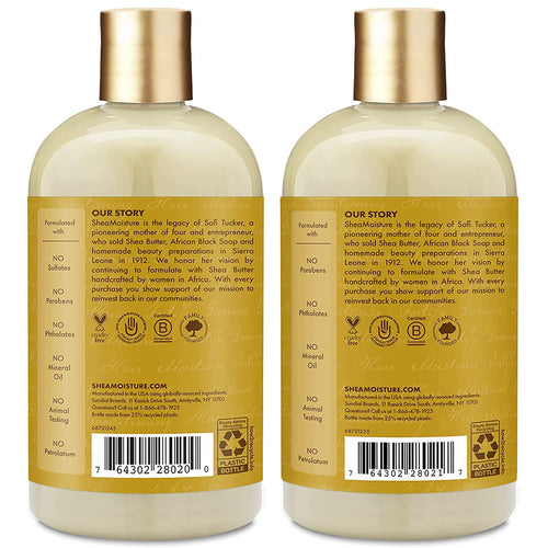 Shea Moisture Raw Shea Butter Shampoo and Conditioner Set, Deep Moisturizing with Sea Kelp & Argan Oil, Sulfate Free & Silicone Free, Curly Hair Products, Family Size, 13 Fl Oz (Pack of 2)