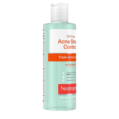 Neutrogena Oil-Free Acne-Fighting Stress Control Triple-Action Facial Toner, Soothing and Refreshing Toner with Salicylic Acid Acne Medicine, Green Tea, and Cucumber Extract, 8 fl. oz