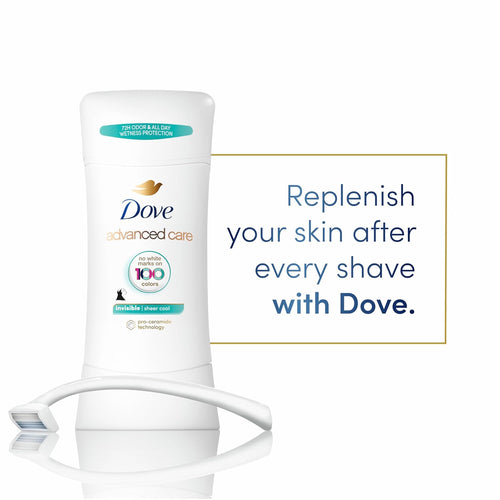 Dove Advanced Care Invisible Antiperspirant Deodorant Stick No White Marks on 100 Colors Sheer Cool 48-Hour Sweat and Odor Protecting Deodorant for Women 2.6 oz