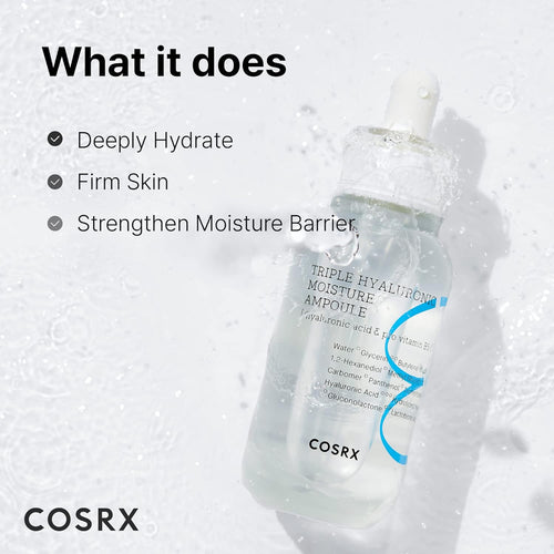 COSRX Hydrium Triple Hyaluronic Moisture Ampoule, 40ml / 1.35 fl.oz | Hyaluronic Acid Viscous Serum | Korean Skin Care, Animal Testing Free, Paraben Free