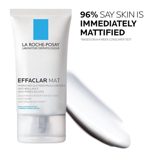 La Roche-Posay Effaclar Mat | Daily Moisturizer For Oily Skin | Visibly Reduces The Look Of Pores | Oil-Free Mattifying Moisturizer | Smooths Skin Texture | Non-Comedogenic & Dermatologist Tested