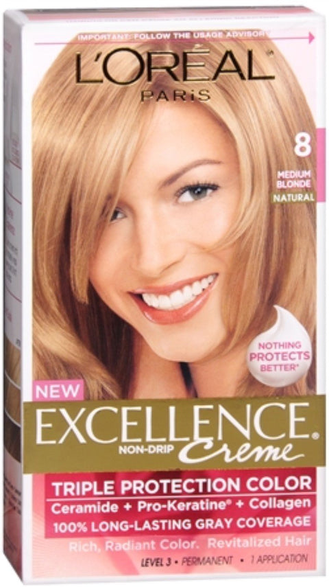 L'Oreal Excellence Creme, Blonde 8 Medium, 1 Each (Pack of 2)
