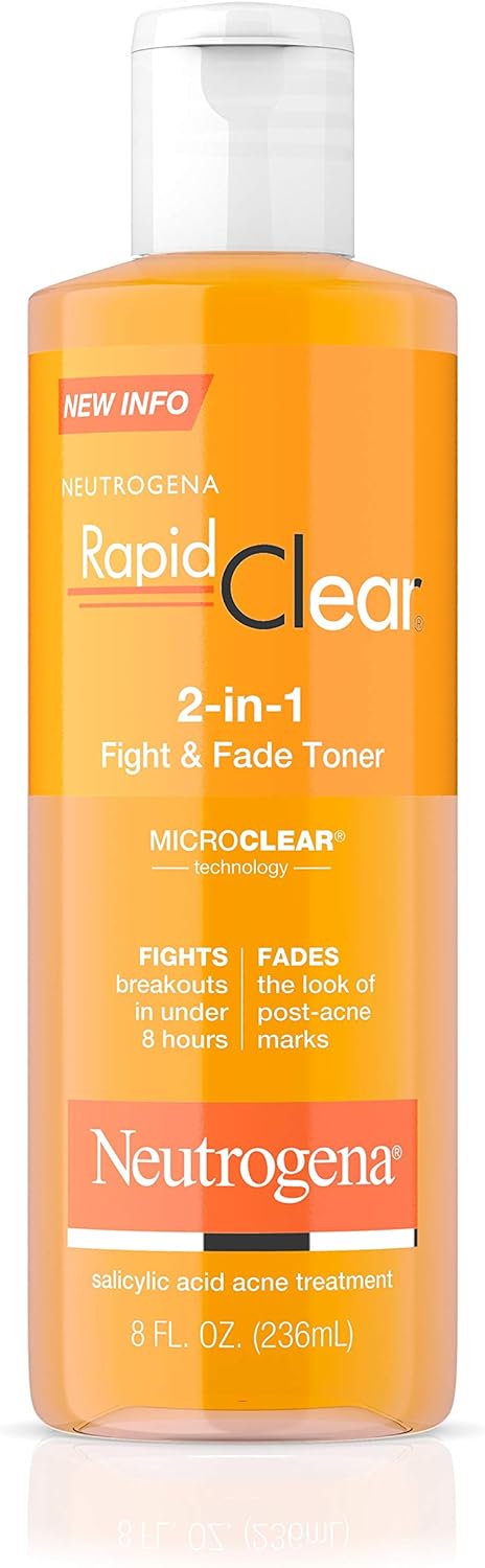 Neutrogena Rapid Clear 2-in-1 Fight & Fade Toner 8 oz (Pack of 2)