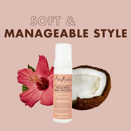 SheaMoisture Curly Hair Products, Coconut & Hibiscus Bundle Includes Frizz Free Curl Mousse 7.5 Fl Oz, Curl Enhancing Smoothie 12 Oz, Hold & Shine Moisture Mist 8 Fl Oz, Hair Styling Products