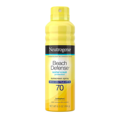 Neutrogena Beach Defense Body Spray Sunscreen with Broad Spectrum SPF 70, Water-Resistant and Oil-Free Sun Protection, 6.5 oz ( Pack of 4)