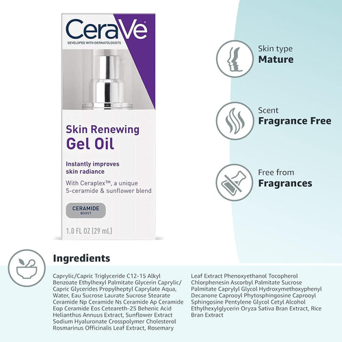 CeraVe Anti Aging Gel Serum for Face to Boost Hydration | With Ceramide Complex, Sunflower Oil, and Hyaluronic Acid | 1 Ounce