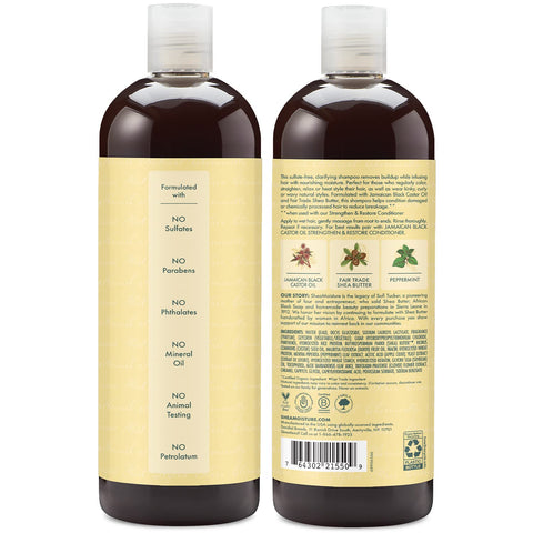 Shea Moisture Jamaican Black Castor Oil Strengthen & Restore Shampoo, Shea Butter, Peppermint & Apple Cider Vinegar, Sulfate Free, Natural, Chemically Processed Hair, Family Size, 16 Fl Oz