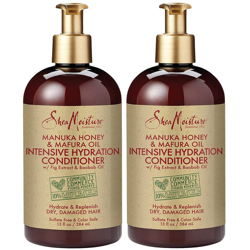 Shea Moisture Conditioner, Sulfate-Free - Manuka Honey & Mafura Oil Intensive Hydration Conditioner for Dry, Damaged Hair Repair with Fig Extract and Baobab Oil, Curly Hair Care, 13 Fl Oz (Pack of 2)