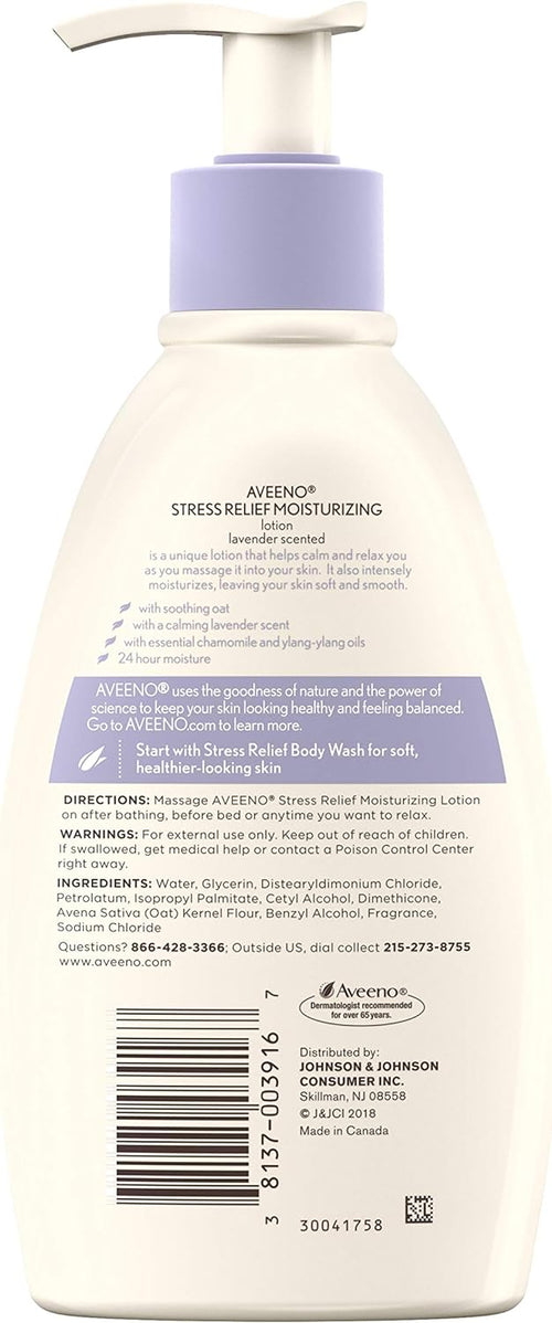 Aveeno Stress Relief Moisturizing Body Lotion with Lavender, Natural Oatmeal and Chamomile & Ylang-Ylang Essential Oils to Calm & Relax, 12 fl. oz ( Pack of 6)
