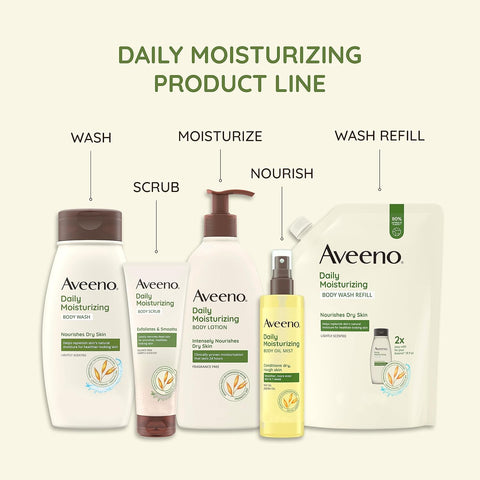 Aveeno Daily Moisturizing Body Oil Mist with Oat & Jojoba Oil for Dry Sensitive Skin, Nourishing Body Spray for Smoother Skin, Paraben-, Silicone- & Alcohol-Free, Twin Pack, 2 x 6.7 fl. oz
