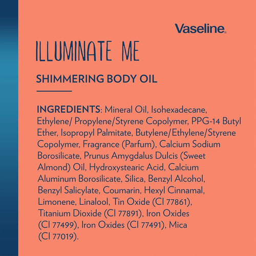 Vaseline Illuminate Me Shimmering Body Oil Created for Melanin Rich Skin, Illuminates Skin with Finishing Touch of Shimmer for Glowing Skin 3.3 oz
