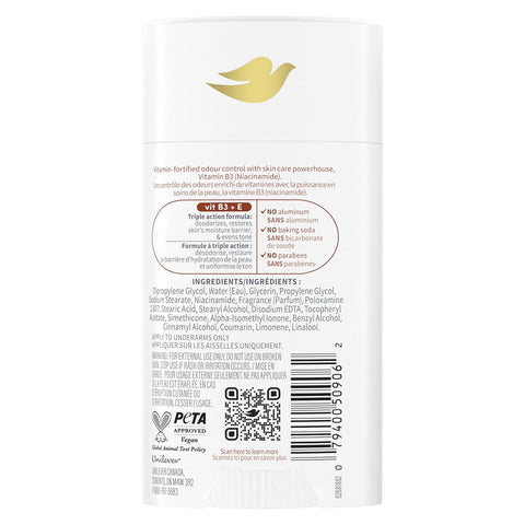 Dove VitaminCare+ Aluminum Free Deodorant Stick Coconut & Shea for 72H Odor Protection Breathable Deodorant for Women 2.6 oz