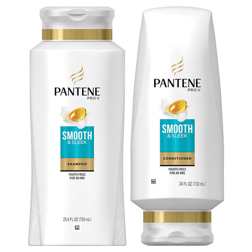 Pantene Argan Oil Shampoo 25.4 OZ and Conditioner 24 OZ for Dry Hair, Smooth and Sleek, Bundle Pack