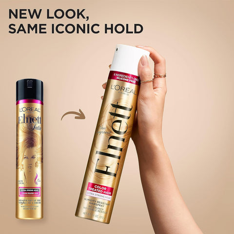 L'Oreal Paris Elnett Satin Extra Strong Hold Hairspray - Color Treated Hair 11 Ounce (1 Count) (Packaging May Vary) & Hair Care Advanced Hairstyle Boost It Volume Inject Mousse, 8.3 Ounce