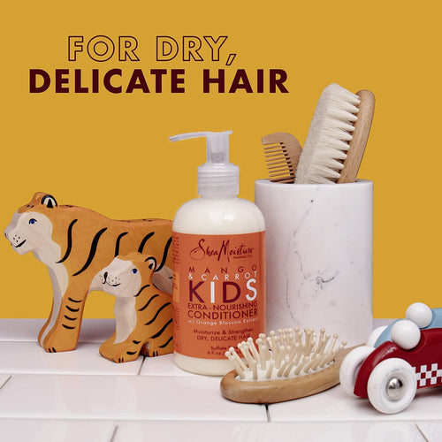 SheaMoisture KIDS Shampoo and Conditioner Set, Extra-Nourishing Mango & Carrot + Coconut & Hibiscus Detangler Spray for KIDS, 8 Fl Oz (3 Piece Set)