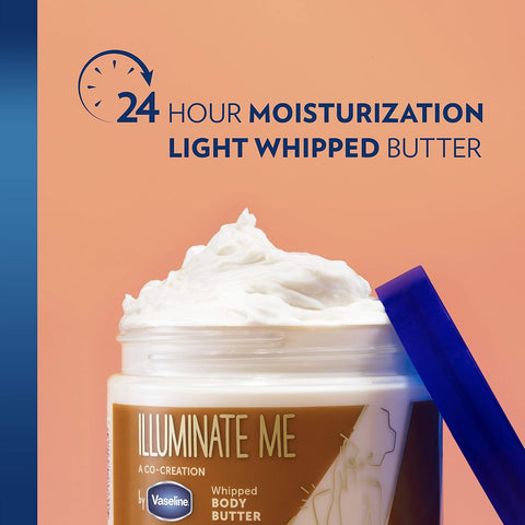 Vaseline Illuminate Me Body Butter & Body Oil - Shimmering Body Bronzer, Hydrating Whipped Organic Shea Butter with 24-Hour Moisture for Melanin-Rich Skin, Radiant Body Glow Oil (2 Piece Set)