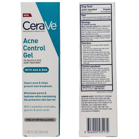 CeraVe Acne Treatment Bundle - Contains CeraVe Resurfacing Retinol Serum (1 fl oz) & CeraVe Acne Control Gel (1.35 fl oz) - With 3 Essential Ceramides, 2 Piece Set, 2.35 Fl Oz