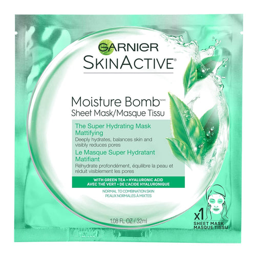 Garnier SkinActive Moisture Bomb The Super Hydrating Sheet Mask, Mattifying, 1 Count (Pack of 1)