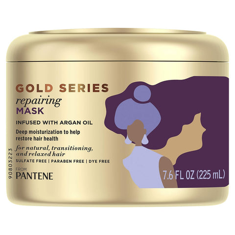 Gold Series, Repairing Mask Hair Treatment, Butter Crème Hair Treatment, with Argan Oil, from Pantene Pro-V, for Natural and Curly Textured Hair, 7.6 fl oz (Packaging May Vary)