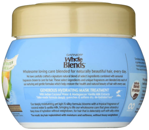 Garnier Whole Blends Hydrating Mask, Coconut Water & Vanilla Milk Extracts, 10.1 Fl Oz (Pack of 1)