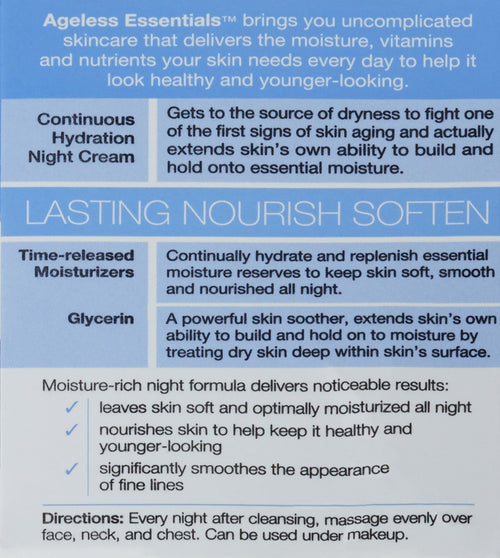 Neutrogena Ageless Essentials Continuous Hydration, Night, 1.7 Ounce